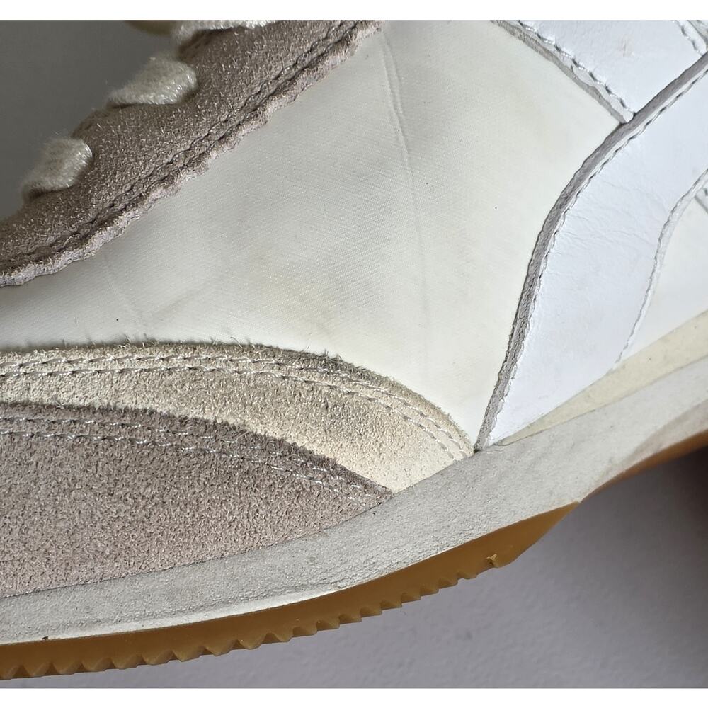 Tory Burch Hank Logo Leather Suede Lace Up Sneakers White Beige Size 10 - Picture 6 of 10